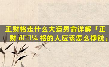 正财格走什么大运男命详解「正财 🌼 格的人应该怎么挣钱」